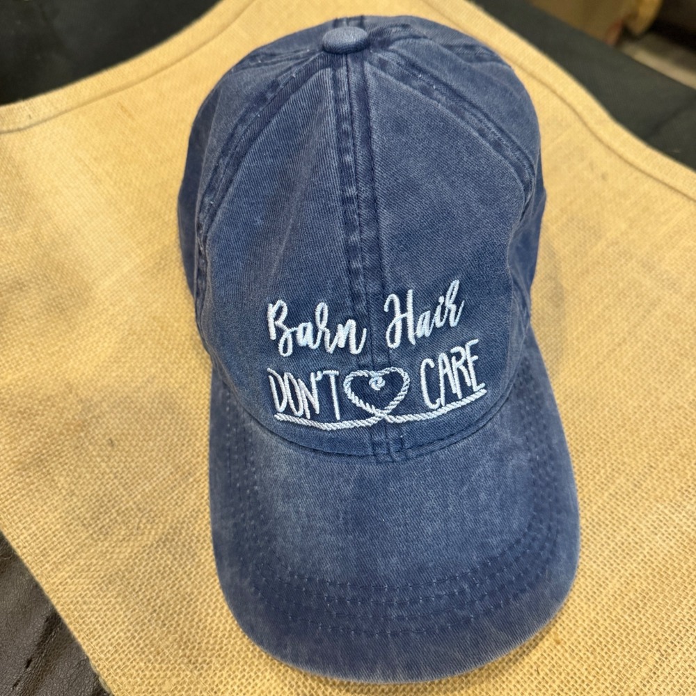Barn Hair Don't Care Horse Girl Hat Navy Equestrian Farm Riding Baseball Cap